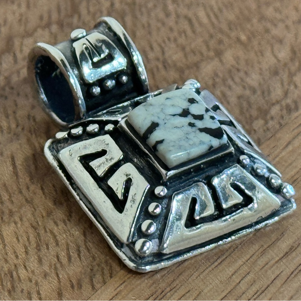 Vintage Sterling Silver 925 Pendant with Jasper Stone MEX Hand Crafted Chunky